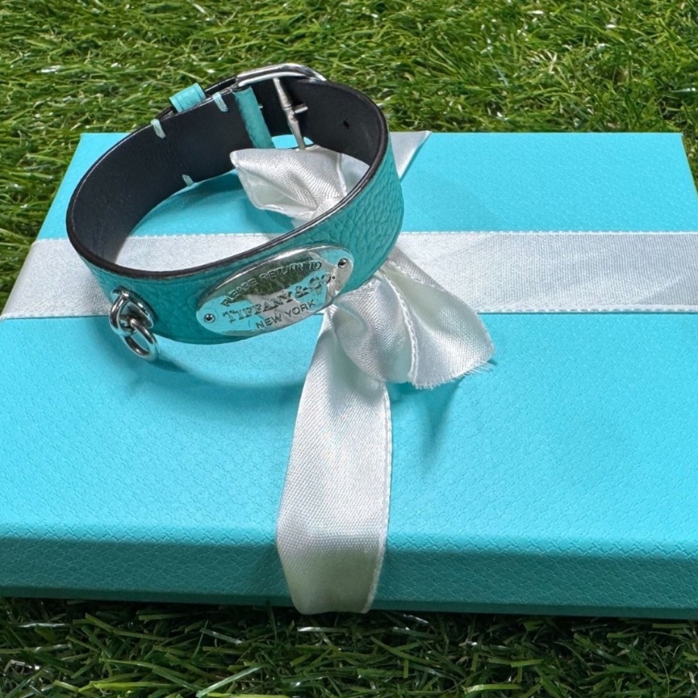 Tiffany & co Blue leather wide Return to Tiffany bracelet lg/xl